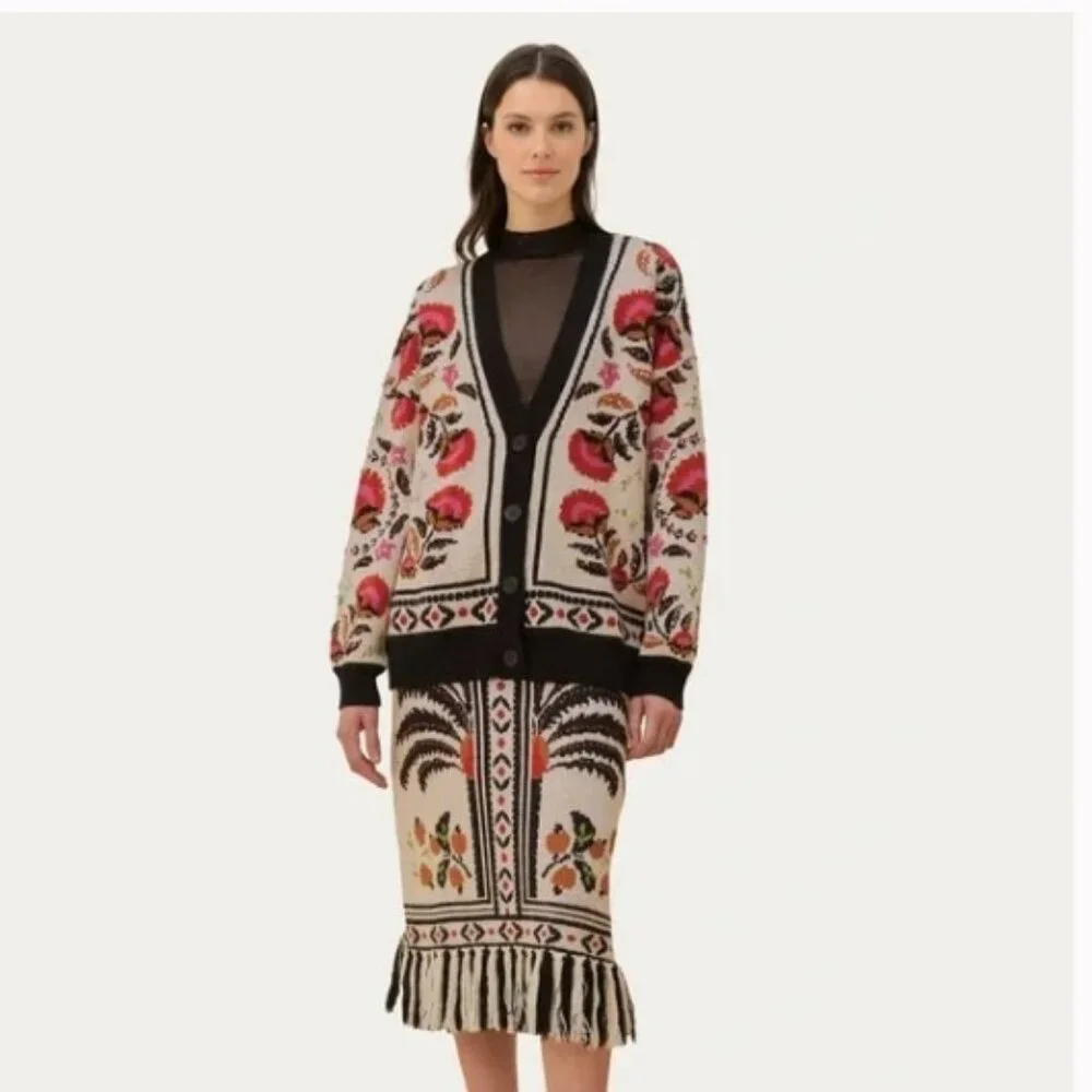 Farm Rio Sand Palms Paradise Knit Cardigan - Size Small - Picture 7 of 7